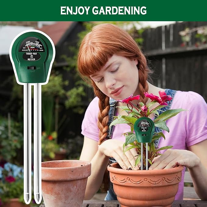 3-in-1 Soil pH Meter - Moisture, Light, and pH Tester for Garden, Lawn, Farm, Indoor & Outdoor Plant Care, Green - Image 5