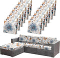 12Pcs High Elastic Digitally Printed Sofa Seat Cushion Cover for Fall Decor, Soft Reusable Floral Stretch Couch Cushion Slipcover for Outdoor Furniture Protector Replacement, All-Season by CALBODE