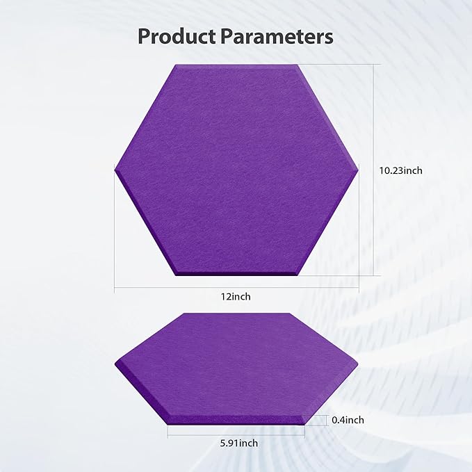 12 Pack Acoustic Panels Self Adhesive Sound Proof Foam, High Density Sound Acoustic Panel, 12X10.23X0.4 Inch Hexagon Panels in Home, Office, Reccording Room, Studio,and more(Violet) - Image 6