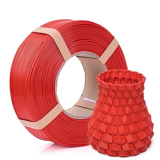 Inland V2 PLA PRO (PLA+) 3D Printer Filament Refill, 1.75mm Spooless Filament, Dimensional Accuracy +/- 0.03mm, 1KG (2.2lbs) Red Refill for Inland Reusable Spools, Bambu Lab Compatible by INLAND