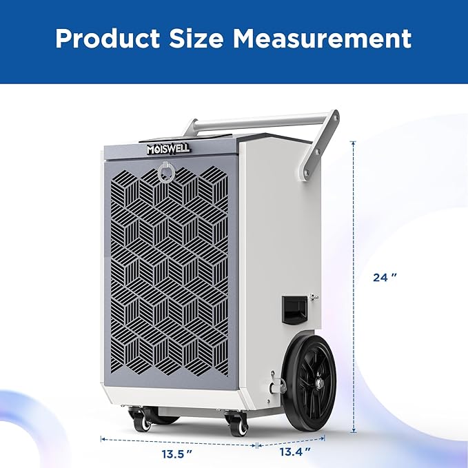 160 Pints Commercial Dehumidifier with Pump and Drain Hose for Basements, Heavy Duty Commercial Grade Dehumidifiers for Large Spaces, Warehouse, Industry Water Damage Unit, Auto Defrost - Image 6