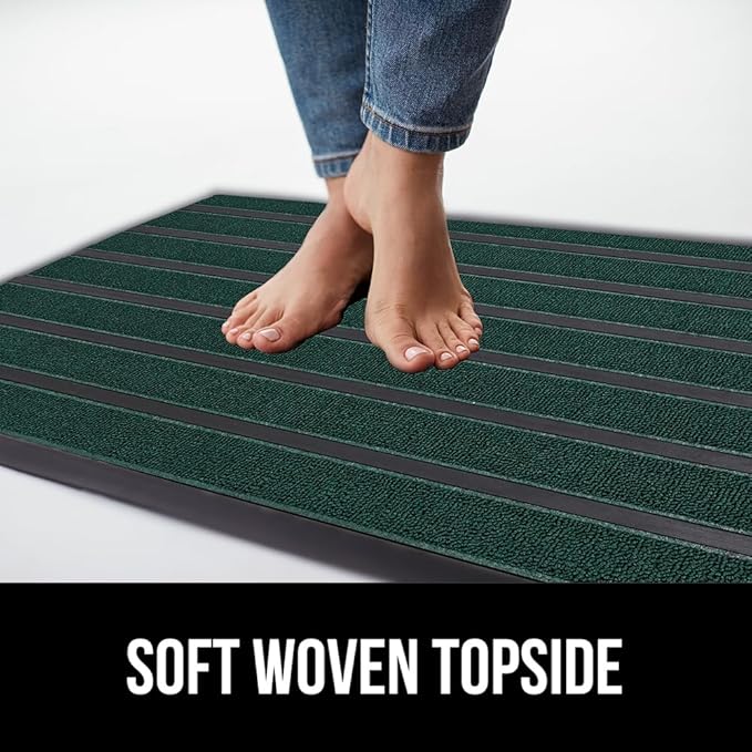 GORILLA GRIP 100% Waterproof All-Season WeatherMax Doormat US Designed Natural Rubber, Stain and Fade Resistant, Low Profile Indoor Outdoor Door Mats, Easy Clean Patio Mat, 23x35, Green Stripe - Image 7