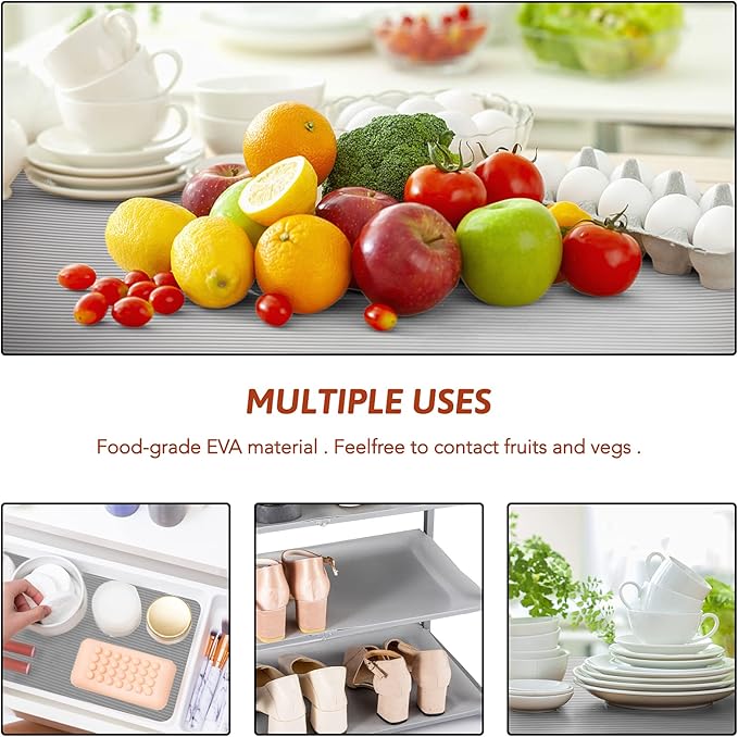 Glotoch Premium Grey Shelf Liner 17.5" x 30 ft. - Non Adhesive Drawer Liner, Waterproof Cabinet Liner, Durable Fridge Table Place Mats for Cupboard, Cabinet, Drawer Liner - Image 4