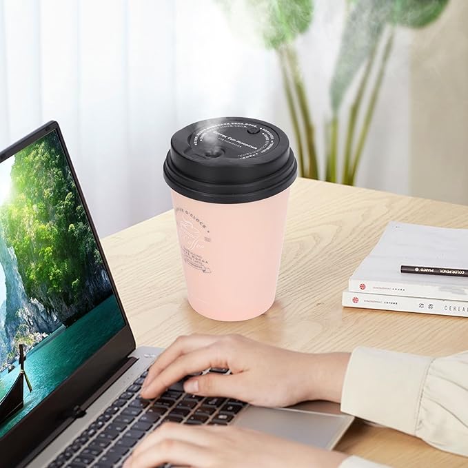 Desk Humidifier, USB Humidifier 300ml Coffee Cup Low Noise Auto Off Compact Lightweight Space Saving Mini Humidifier for Car () - Image 2