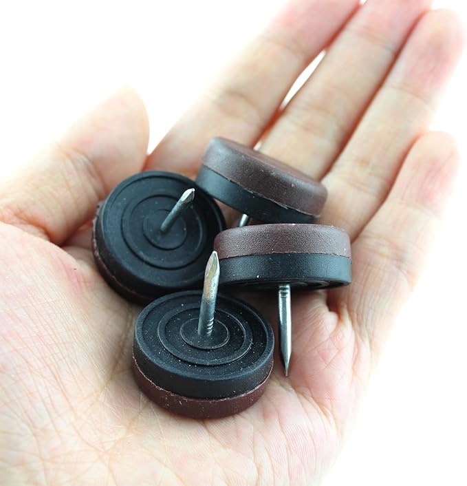 50PCS Round Heavy Duty Nylon Furniture Pads Chair Leg Floor Protectors Premium Chair Glides 26MM Plastic Floor Pegs Upper Black Lower Brown Suitable for Chair Table and Sofa Feet - Image 3