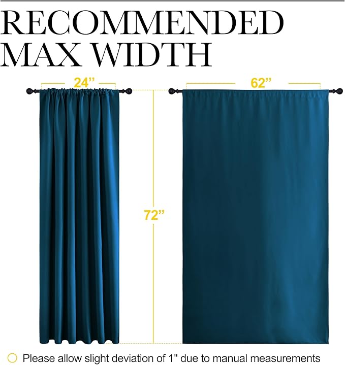 NICETOWN 2 Panels Blackout Curtains, Rod Pocket Window Curtains Room Darkning Drapes for Bedroom/Living Room, Thermal Insulated Solid Draperies for Home Office/Study, 62 by 72-Inch, Moroccan Blue - Image 6
