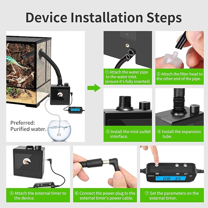 Reptile Fogger Humidifier for Glass Terrariums, Auto-Refill Misting System with Timer, Suitable for Reptiles/Amphibians/Grow Tents - Image 6