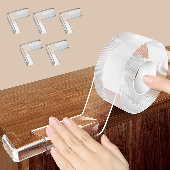 1.57 in x 16.4 FT,Edge Corner Protector Baby Proofing with 6 Corners,Soft Clear Furniture Table Corner Guard & Edge Safety Cabinet Door Bumper,Crib Bumpers,Wall Protector by Unknown