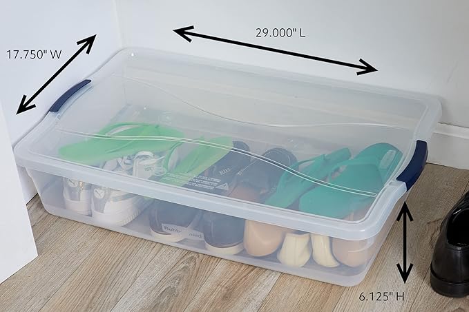 Rubbermaid Cleverstore 42 Quart Stackable Plastic Storage Bin with Lids for Garage, Closet, and Classroom, Clear, 4 Pack - Image 3