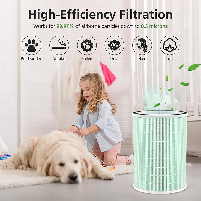 2 Pack HEPA KILO Pet Filter, Compatible with Afloia KILO, KILOPLUS, KILOPRO, MIRO,MIRO PRO and MORENTO MR-Kilo, Kalo Air Pur ifier, 360° 4-Stage Filtration, Green - Image 6