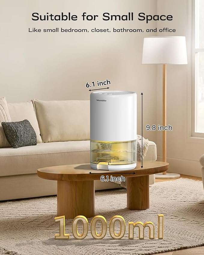 Dehumidifier, 35 oz Small Dehumidifiers for Home, Bathroom, Bedroom, Closet, Ultra-Quiet with Sleep Mode, 7 Color Lights & Auto Shut Off, Compact & Portable for RV, Rooms, Basement, Energy Saving - Image 7