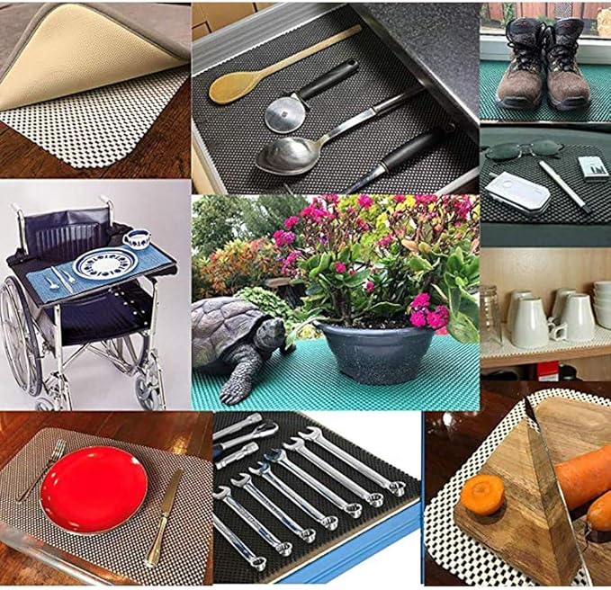 Shelf Liner Drawer Liner Non-Slip Mat Shelves Liners 12" X6.5’ Grid Pattern PVC Non-Adhesive Grip Liner Anti-Slip Mat for Kitchen Cabinets Wire Shelving Pantry Dresser Refrigerator (Green) - Image 6