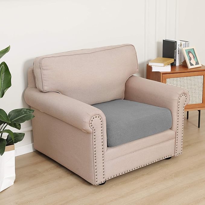 Easy-Going Stretch Cushion Cover Sofa Cushion Furniture Protector Sofa Seat Sofa slipcover Sofa Cover Soft Flexibility with Elastic Bottom(Chair Cushion,Light Gray) - Image 2