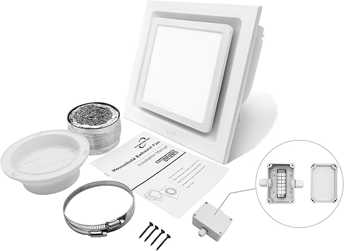Bathroom Exhaust Fan with Light,11.8 in Panel,12W Square LED,141 CFM,0.7 Sones,110V 45W Quiet Bathroom Ventilation Exhaust Fan for Shower/Restroom/Office/Home (3 Adjustable Colors LED) - Image 7