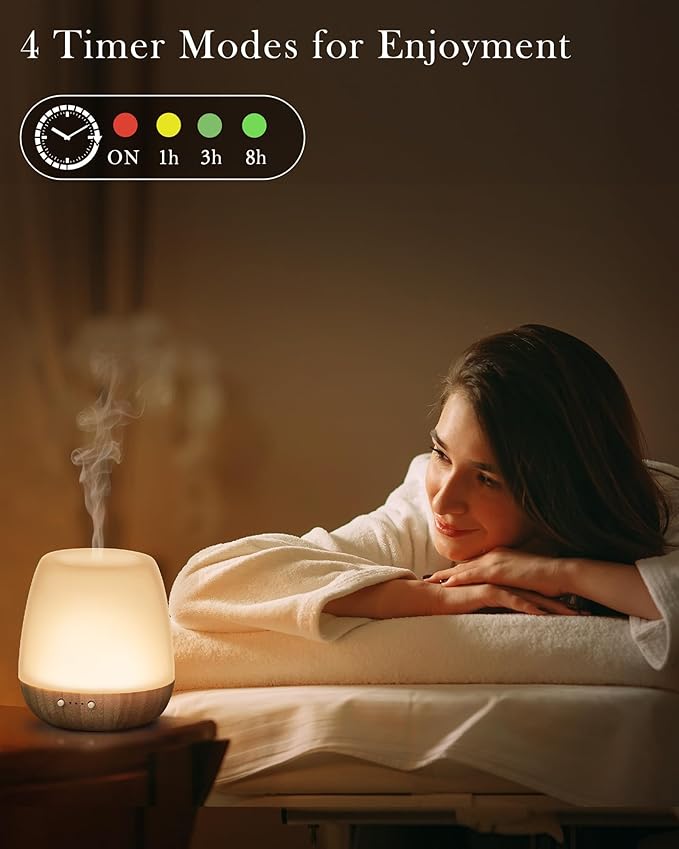Glass Essential Oil Diffuser, 180ml Ultrasonic Aroma Diffuser for Essential Oil Large Room, Auto-Off Timer & Night Light, Quiet, Air Diffusers for Home Bedroom Office, Gift Idea - Image 4