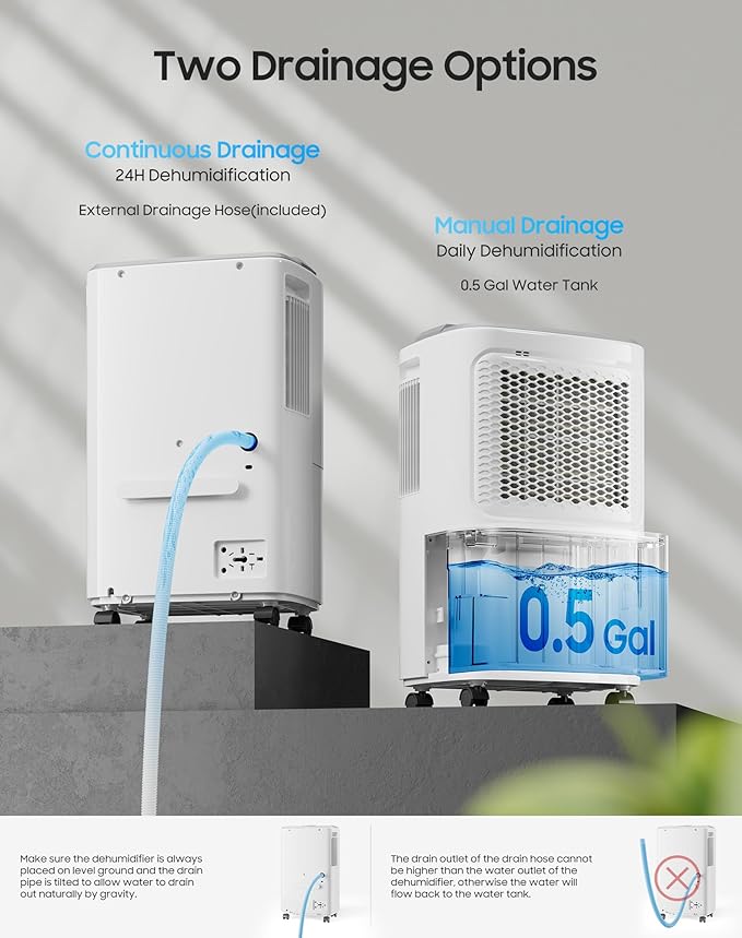 2500 Sq.Ft Dehumidifier for Basement Home, ASAHWo 34 Pints Dehumidifier with Drain Hose, Quiet Portable Dehumidifiers for Bathroom Large Room, Bedroom, Auto Defrost,Smart Humidity Control,24H Timer - Image 5
