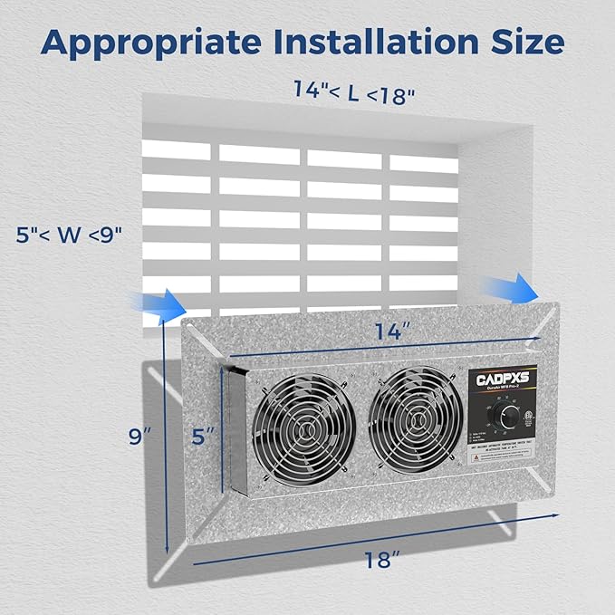CADPXS Crawlspace Ventilation Fan, Crawlspace Fan Vent with Humidistat, Dehumidistat & Freeze Protection Thermostat, for Crawl Spaces/Basement/Garage/Attic/Hydroponics Grow Tents (220 CFM Air Out) - Image 7