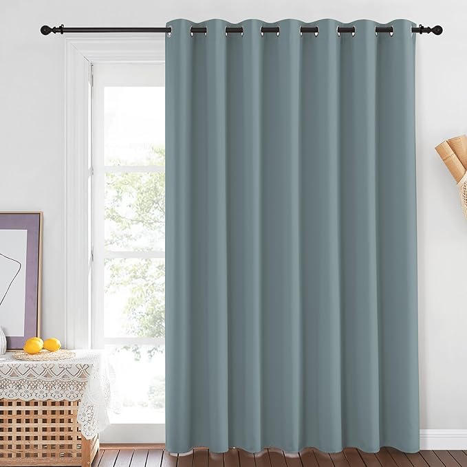NICETOWN Extra Wide Patio Door Curtain 84 inch Long - Energy Smart & Noise Reducing Grommet Thermal Insulated Wide Width Drapes, Sliding Door Curtain for Guestroom(Stormy Sea, W100 x L84) - Image 2