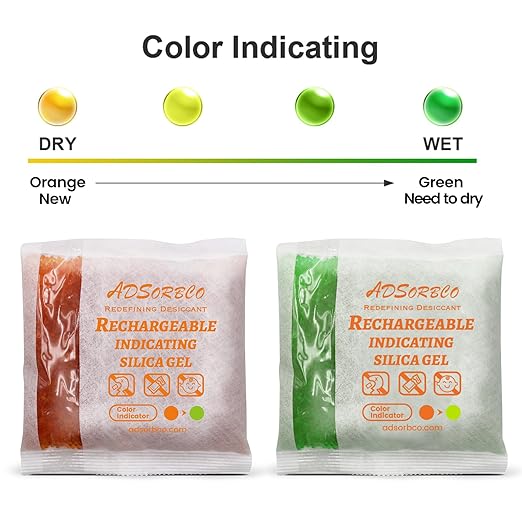 Adsorbco Rechargeable Desiccant, Indicating Silica Gel Packets, Moisture Absorbers for Storage, Gun Safe Dehumidifiers (10, 500g) - Image 5