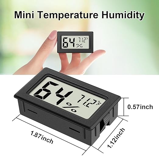 6-Pack Mini Hygrometer Indoor Humidity Meter, Mini Digital Thermometer Humidity Gauge Meter, Indoor Thermometer Hygrometer Monitor Fahrenheit (℉) for Reptile Thermostat, Jars Reptile, Fridge - Image 2