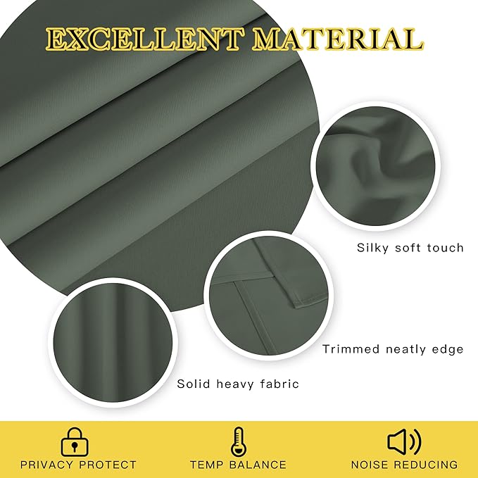 NICETOWN Blackout Kids Room Curtain 54 inch Length, Thermal Insulated Grommet Window Treatment Sound Reducing Room Darkening for Bedroom, Dark Mallard, 1 Panel, W66 x L54 - Image 4