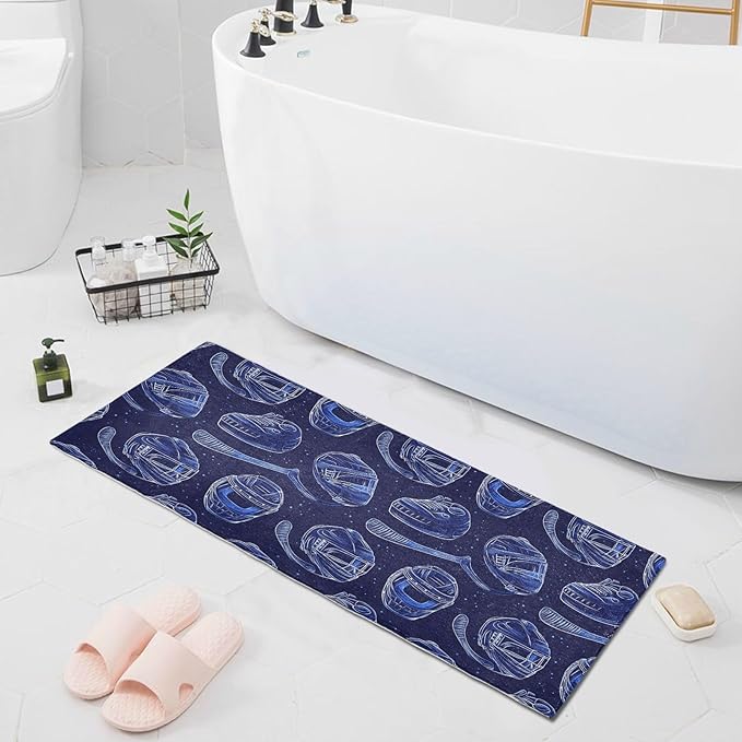Ice Hockey Pattern Blue Decorative mat Non Slip Anti Mold Washable Rugs for Bathroom for Entrance Hall Accessories 39x20in alfombra para ba?o - Image 8