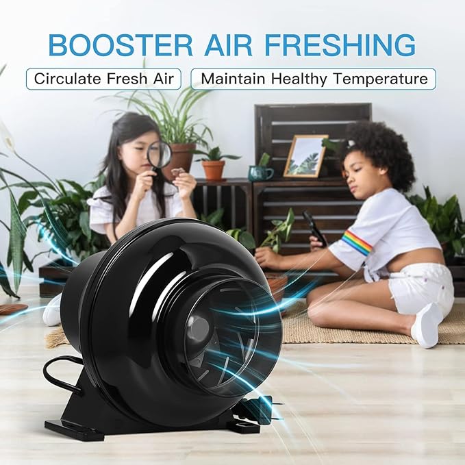 Simple Deluxe 4 Inch 195 CFM Inline Duct Ventilation Quiet Exhaust Vent Blower for HVAC Hydroponics Grow Tent, Attic, Basements or Kitchens, Upgrade Fan, Black - Image 5