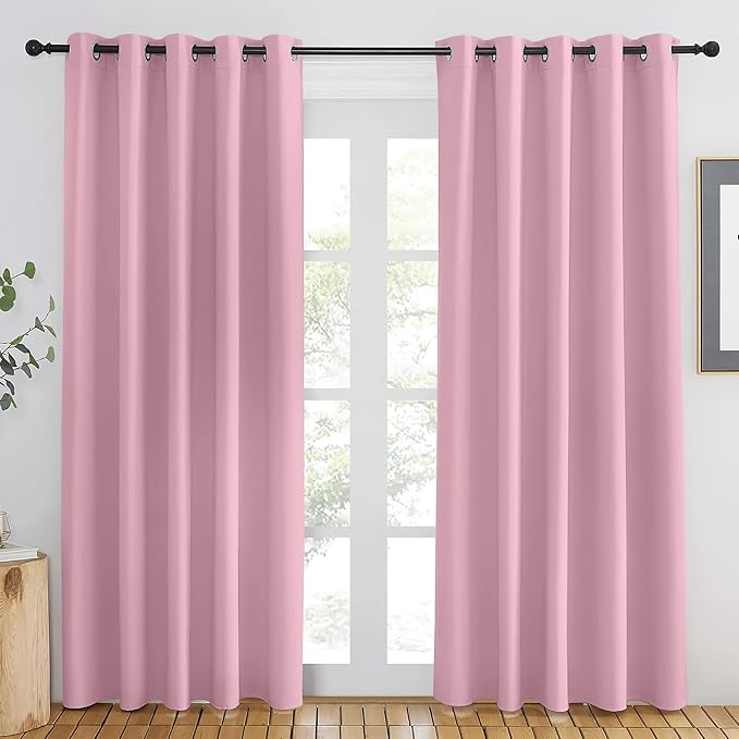 NICETOWN Rouge Pink Blackout Curtains 84 inch Length, Grommet Top Room Darkening Drapes for Bedroom Living Room, Light Blocking Window Covering for Privacy (W66 x L84 Inch, 1 Panel) by NICETOWN