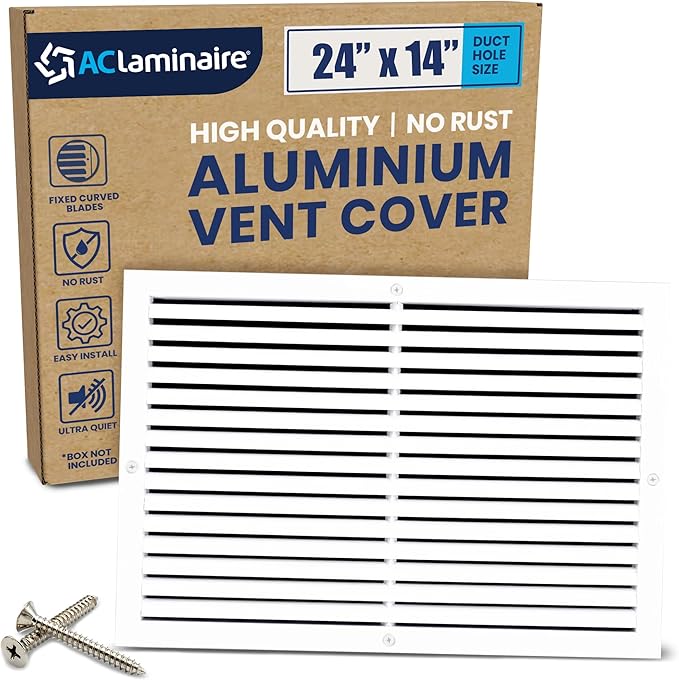 24x14 Inch (Duct Opening) Air Return Vent Cover Decorative – Premium Aluminum AC Vent Cover for Ceiling & Wall, Rustproof Grille, Ideal for Home HVAC Grille, Durable & Easy to Install by ACLAMINAIRE by LAMINAIRE