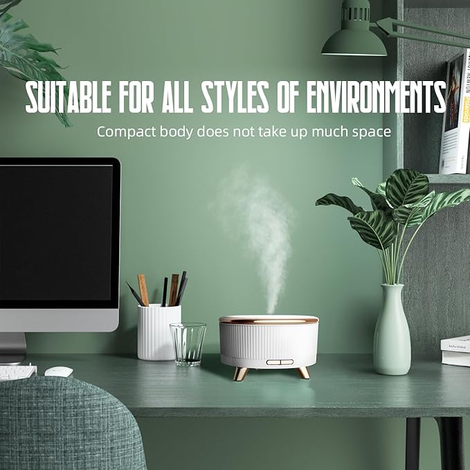 500ML Large Capacity Essential Oil Diffuser, Ultrasonic Aromatherapy Diffuser with 7 Color LED Lights with Remote Control, Cool Mist Humidifier, Timed Mist, Auto Shut-Off (White) - Image 7