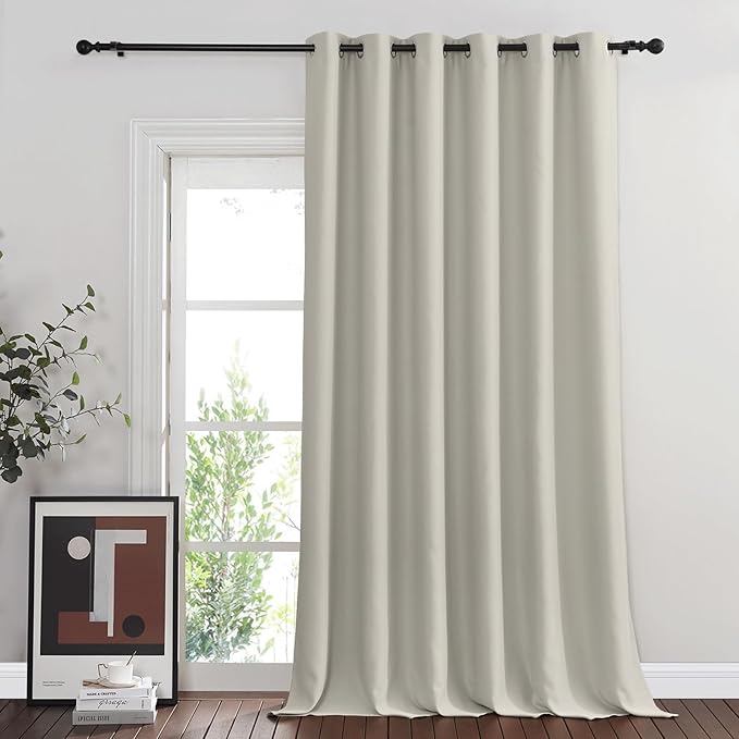 NICETOWN Blackout Curtains for Sliding Glass Door Room Divider Noise Reduce Curtain Panel Portable Window Screen Sliding Partition, W100 x L102 inches, 1 Panel, Natural - Image 8