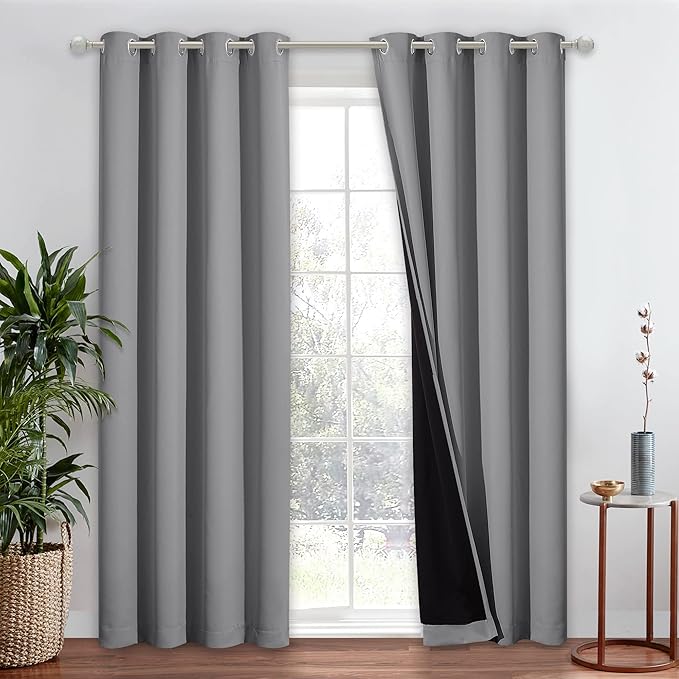 NICETOWN Full Shade Curtain Panel, Energy Smart & Noise Blocking Out Blackout Drape for Dining Room Window, Thermal Insulated Guest Room Lined Window Dressing(Silver Gray, 52 x 84 inch) by NICETOWN