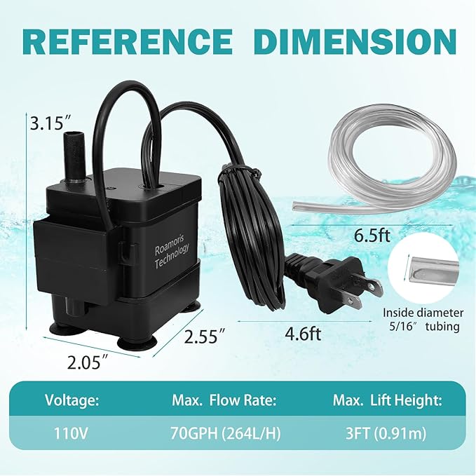Small Pump With Level Sensor 110V Automatic Submersible Water Pump Mini HVAC Condensate Pump For Dehumidifier,Air Conditioner, Ice Maker, Furnace,Air Cooler,Auto Shut Off,PM01 - Image 6
