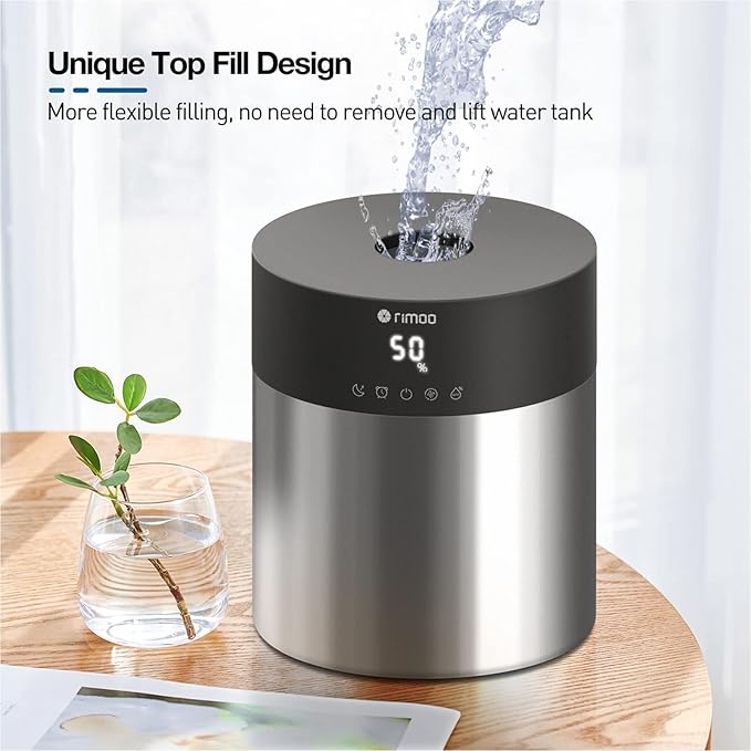 4.5L Humidifiers for Bedroom Large Room, Ultrasonic Cool Mist Humidifier with Stainless Steel Tank for Boiling Cleaning, Top Fill Humidifier with Smart Humidistat & Timer, Sleep Mode - Image 5