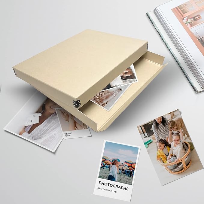 Lineco Museum Archival Storage Box, 11.75x17.75x1.5 in. Drop Front Design. Acid-Free with Metal Edge. Organize Photos, Pictures, Prints, Documents, Crafts, DIY. Tan, 1 Pack - Image 7