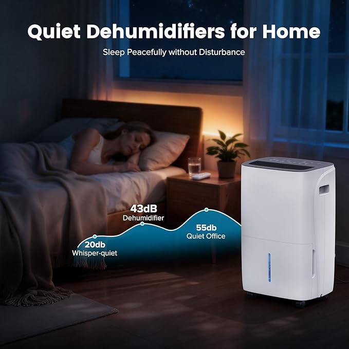 150 Pint Dehumidifier for Basement and Home, Covers up to 6,500 Sq. Ft Rooms, High-Efficiency Compressor Dehumidifier with Drain Hose and 2.11 Gallons Water Tank, Auto Shut-Off, 24HR Timer - Image 8