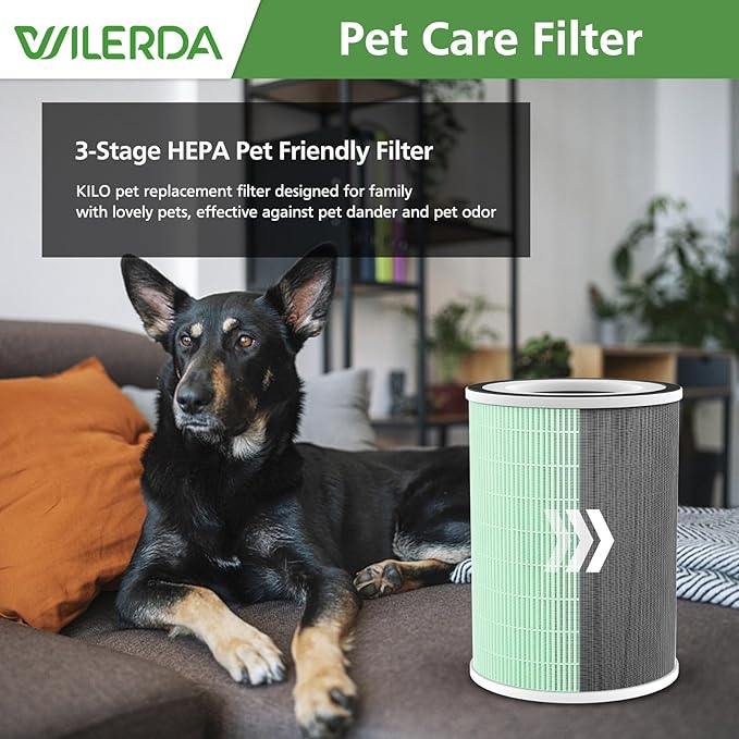 2 Pack HEPA KILO Pet Filter, Compatible with Afloia KILO, KILOPLUS, KILOPRO, MIRO,MIRO PRO and MORENTO MR-Kilo, Kalo Air Pur ifier, 360° 4-Stage Filtration, Green - Image 4