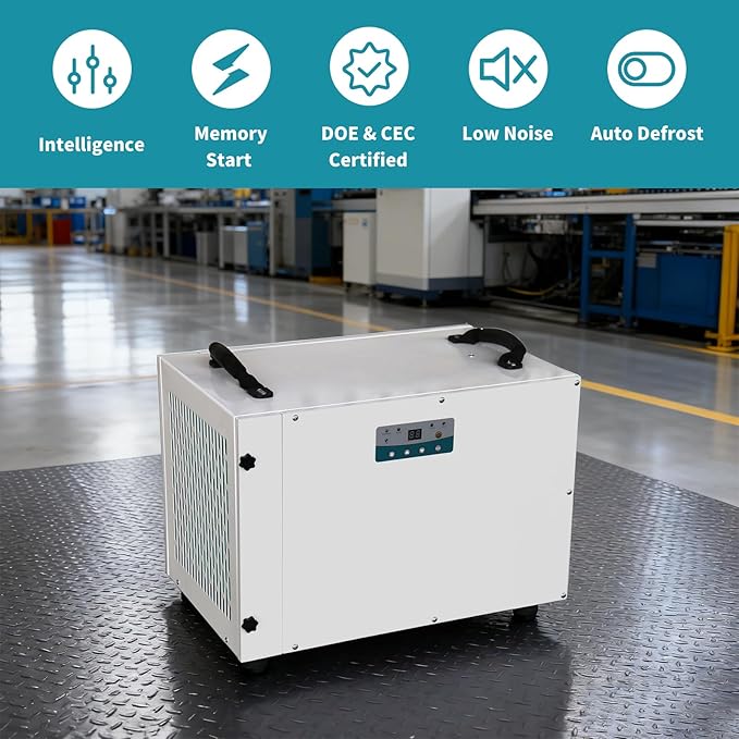 198 Pint Commercial Dehumidifier with Drain Hose for 1300 Sq Ft - Auto Defrost | Smart Control | Compact and Portable for Crawl Spaces, Basements and Industry Water Damage Unit - Image 6