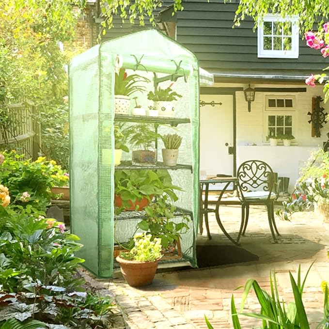 Ohuhu Mini Greenhouse for Indoor Outdoor, Small Plastic Plant Green House 4-Tier Rack Stand Portable Greenhouses with Durable PE Cover for Seedling, 2.5x1.6x5.2 FT, Ideal Gardening Gifts for Women Men - Image 2