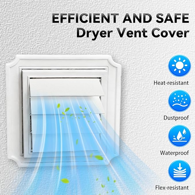 Dryer Exhaust Vent Cover Panel Replacements - Premium Plastic Polymer for 4 inch Outdoor Dryer Vent Cover (4 Pack)] - Image 7