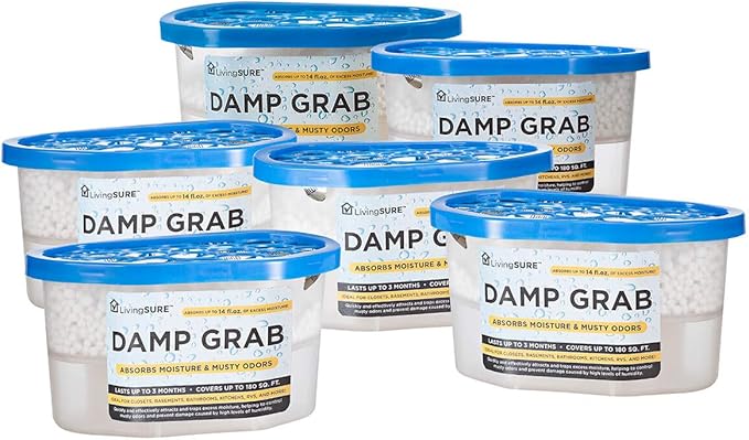 Fox Valley Traders Damp Grab Closet Dehumidifier-Pack of 6, Moisture Control, Fragrance Free, White, 14 oz. by FoxValleyTradersFamilyofBrands