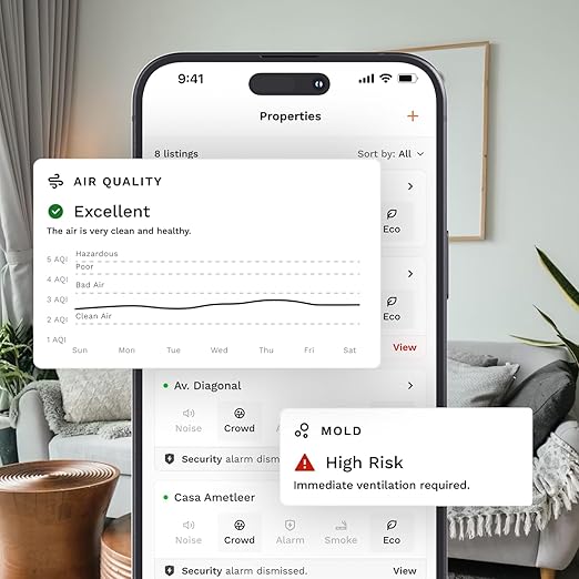 Air Quality Sensor & Air Quality Monitor Indoor – Smart Indoor Air Quality Monitor with PM2.5, VOC, Temperature & Humidity | Air Quality Tester for Home, Office & Rentals - Image 3