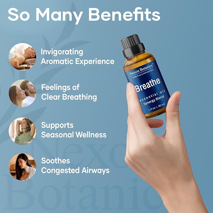 Breathe Essential Oil Blend 30 ml - Breath Sinus Relief with Menthol Oils - for Humidifiers, Diffusers, and Aromatherapy - Nexon Botanics (Pack of 2) - Image 6
