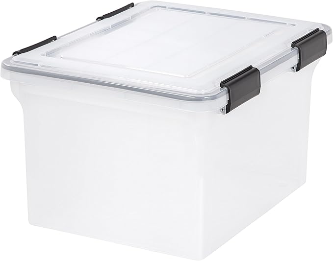 IRIS USA 32 Quart WEATHERPRO Plastic Storage Box with Durable Lid and Seal and Secure Latching Buckles, Clear with Black Buckles, 6 Pack - Image 4