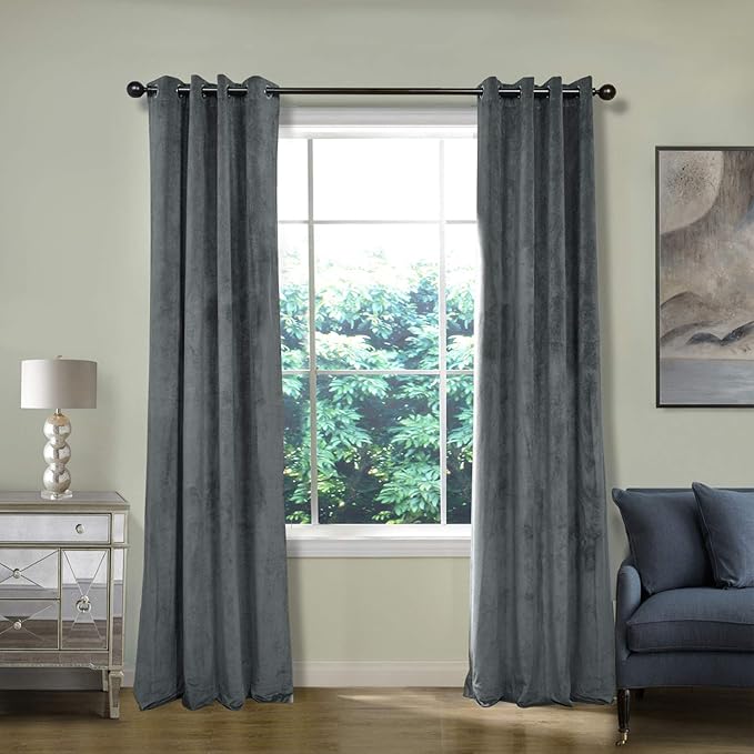 ChadMade Extra Wide Blackout Lined Premium Velvet Curtain Natural Grey 120Wx96L Inch (1 Panel), Eyelet Grommet for Livingroom Bedroom Theater Studio, Leon Collection by ChadMade