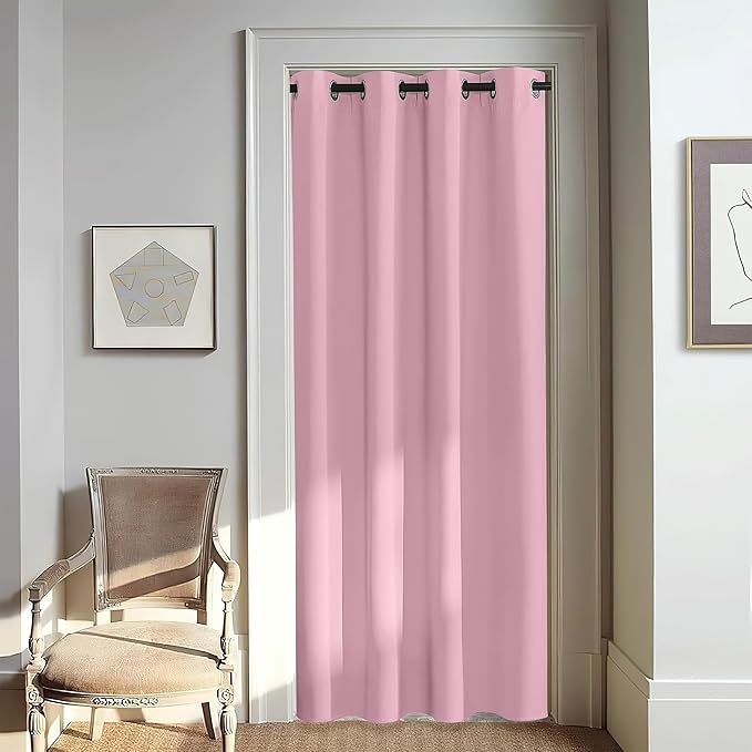 NICETOWN Door Curtain for Closet Doors 80 Inches Long 1 Panel, Blackout Doorway Curtain for Open Closet Bedroom, Room Divider Living Room for Privacy (Rouge Pink, 1 Panel, 46W x 80L) by NICETOWN