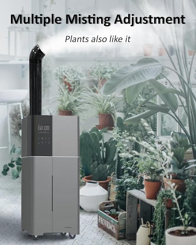 Humidifier Large Room,26L/6.8Gal Whole House Humidifiers for Home 3000 sq.ft,1800ml/H Cool Mist Humidifier Baby, Top Fill Humidifiers for Bedroom Plant with 360° Nozzle & Extension Tube,Grey - Image 5