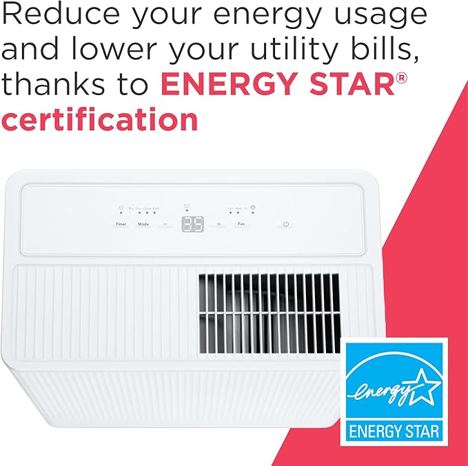 Frigidaire 22-Pint Portable Dehumidifier with Energy Star Certification for Small/Medium Rooms, Bedrooms & Bathrooms, Custom Humidity Control, Auto Shut Off, White - Image 8