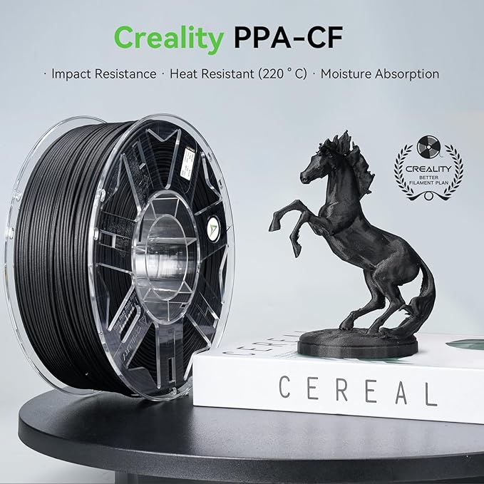 Creality PPA-CF 3D Printer Filament, 1kg, High-Performance Nylon with 15% Carbon Fiber, Black - Image 3