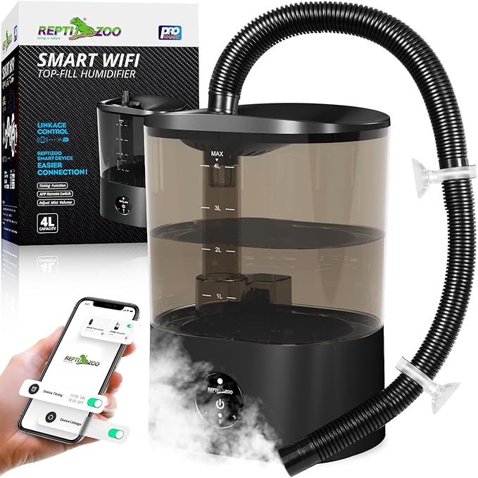 REPTI ZOO Smart WiFi Reptile Fogger with Timing, 4L Reptile Terrariums Humidifier, Fog Machine Mister for Chameleon Frog Turtle Gecko | Misting System Spray Kit for Amphibia, Plants | Linkage Control by REPTIZOO